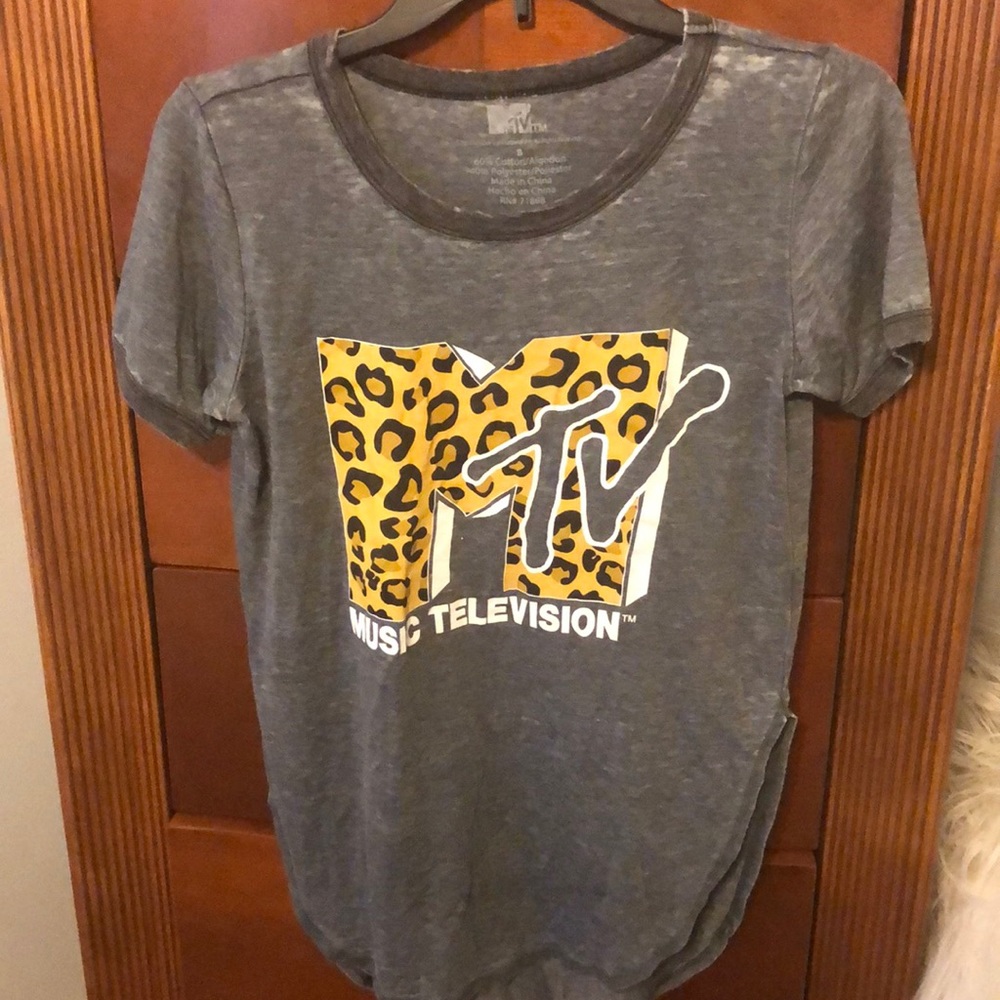 Grey Cheetah logo print MTV top!!🤗